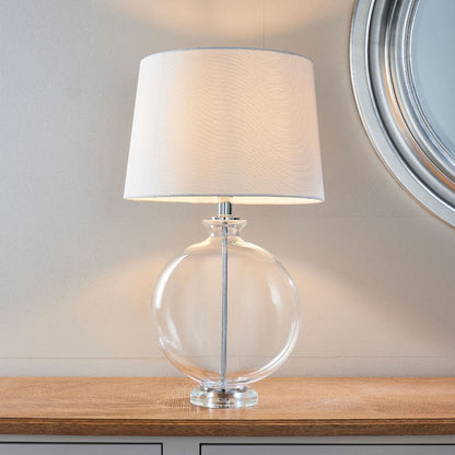 Gideon White & Clear Glass Table Lamp