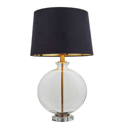 Gideon 59cm Antique Brass Table Lamp with Black Lampshade