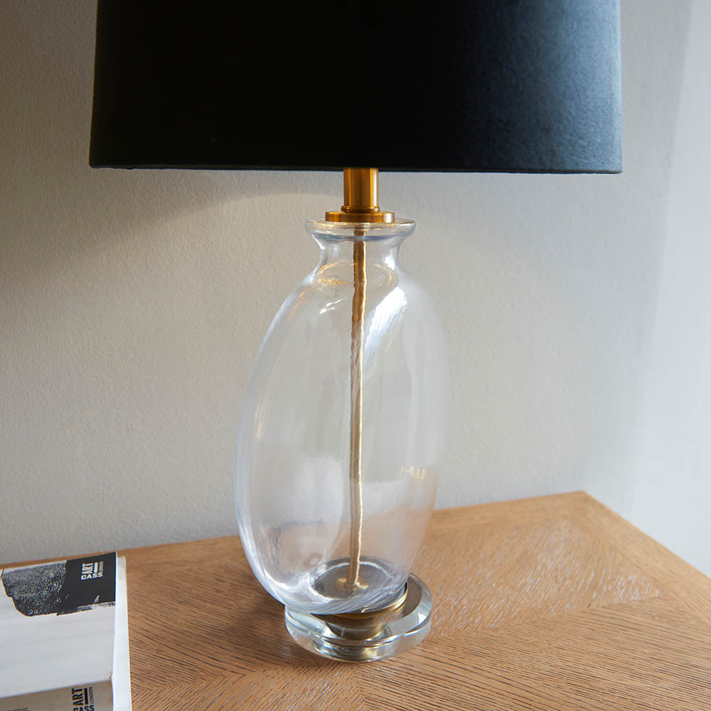 Gideon 59cm Antique Brass Table Lamp with Black Lampshade