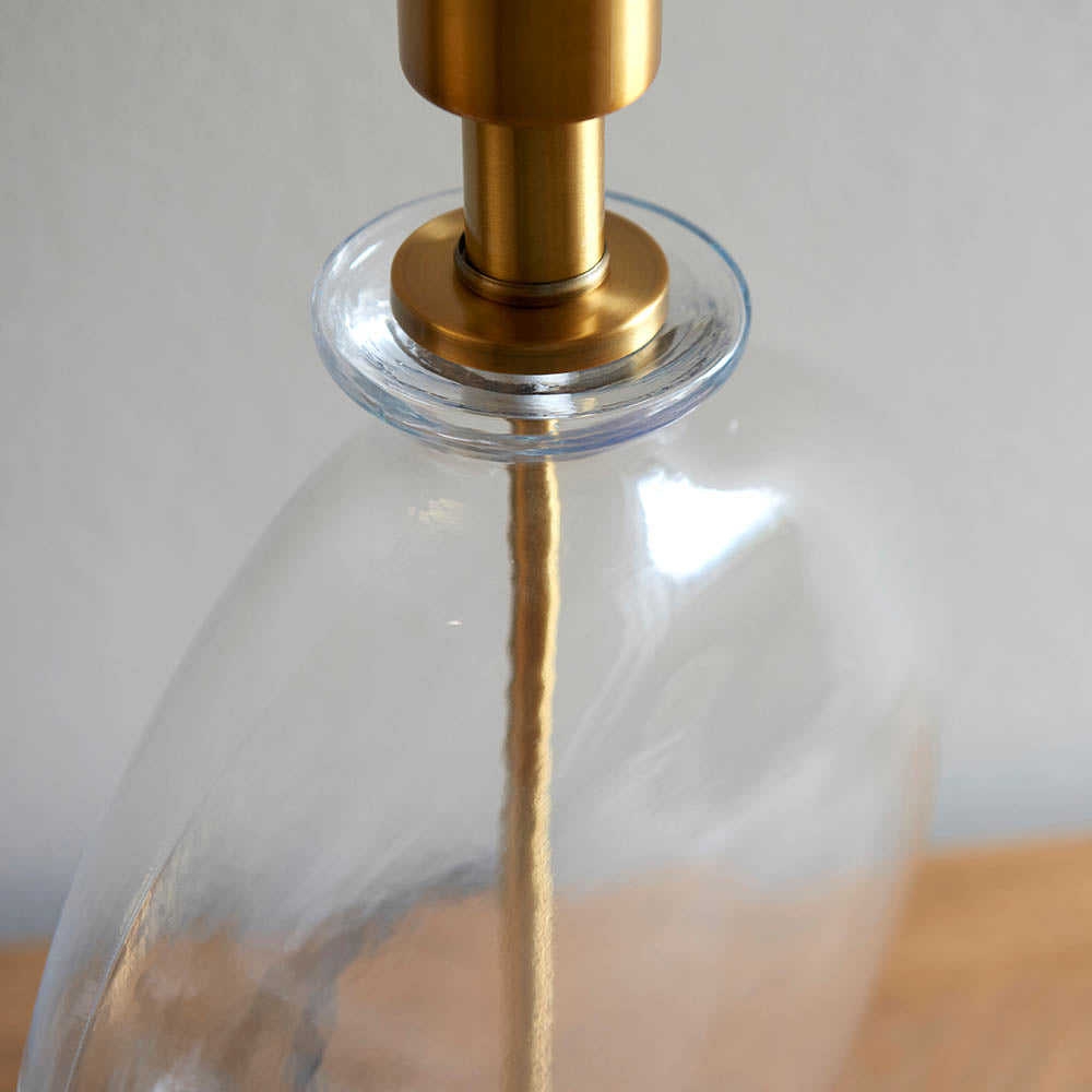Gideon 59cm Antique Brass Table Lamp with Black Lampshade