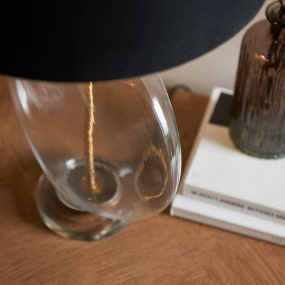 Gideon 59cm Antique Brass Table Lamp with Black Lampshade
