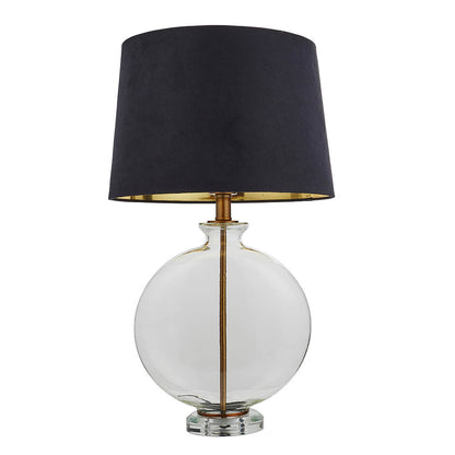 Gideon 59cm Antique Brass Table Lamp with Black Lampshade