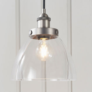 Hansen  Brushed Silver and Glass Ceiling Pendant