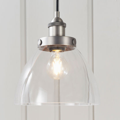 Hansen  Brushed Silver and Glass Ceiling Pendant