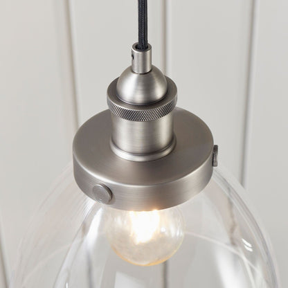 Hansen  Brushed Silver and Glass Ceiling Pendant