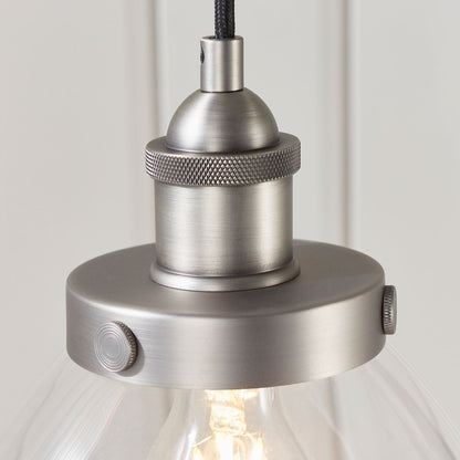 Hansen  Brushed Silver and Glass Ceiling Pendant