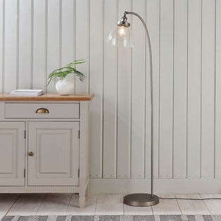 Hansen  Brushed Silver and Glass Task Floor Lamp