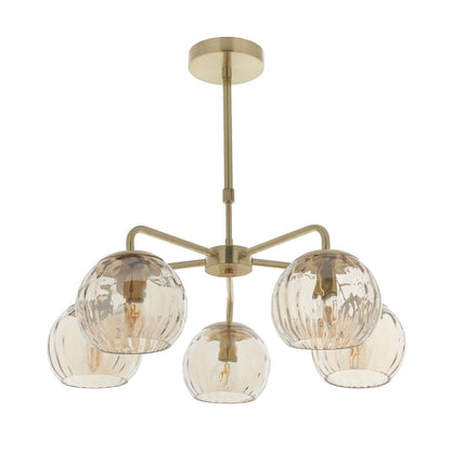 Dimple 5 Light Satin Brass Ceiling Pendant