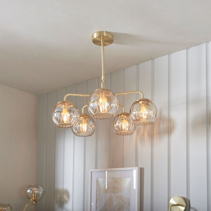 Dimple 5 Light Satin Brass Ceiling Pendant