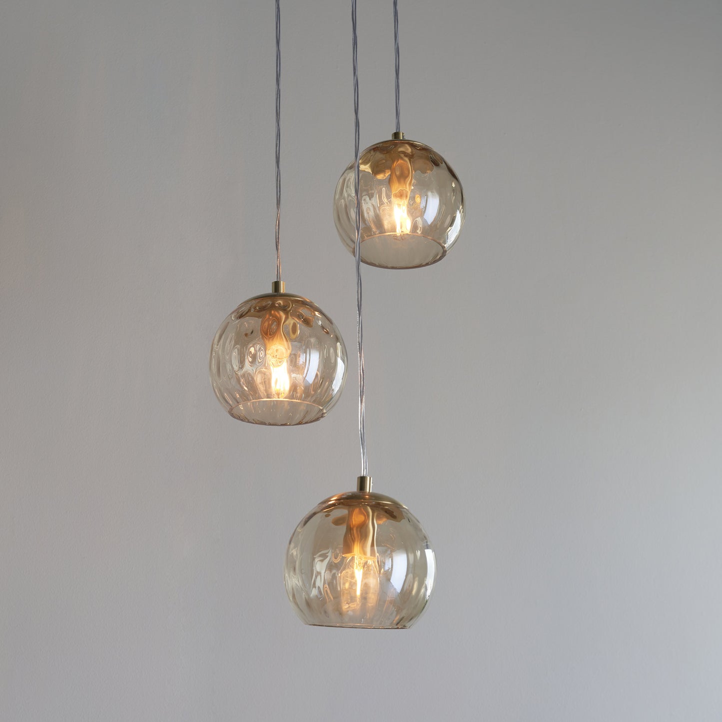 Dimple 3 Light Pendant Brushed Gold