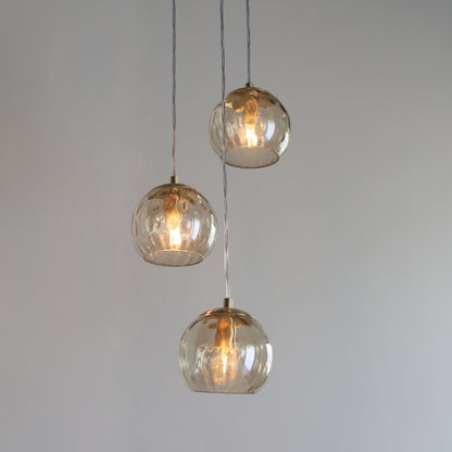 Dimple 3 Light Pendant Brushed Gold
