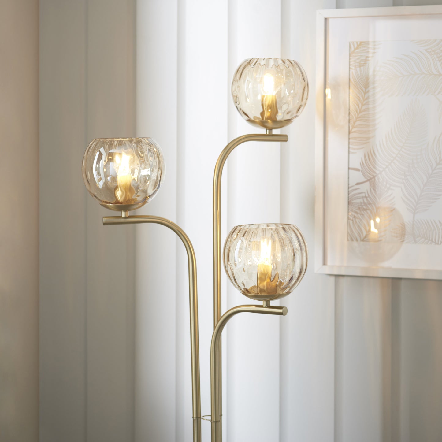 Dimple 3 Light Floor Lamp Brushed Gold