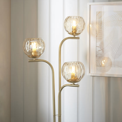 Dimple 3 Light Floor Lamp Brushed Gold