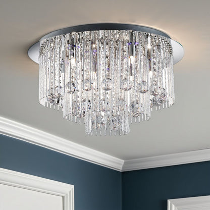 Beatrix 8 Light Chrome and Crystal Flush Ceiling Light