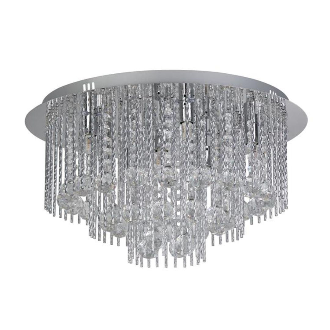 Beatrix 8 Light Chrome and Crystal Flush Ceiling Light