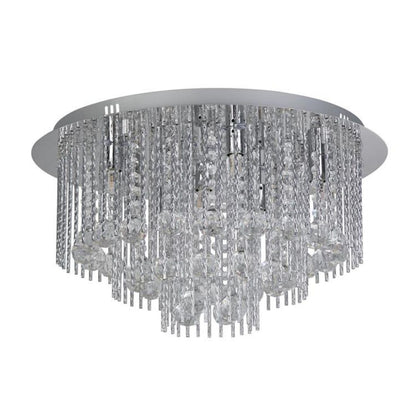 Beatrix 8 Light Chrome and Crystal Flush Ceiling Light