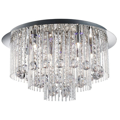 Beatrix 8 Light Chrome and Crystal Flush Ceiling Light