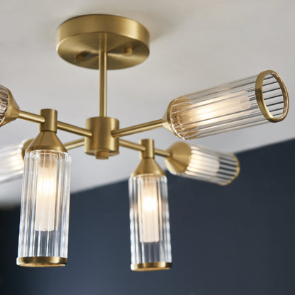 Botero 6 Light Semi Flush Satin Brass