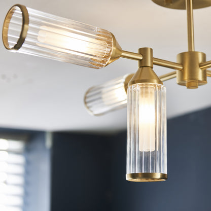 Botero 6 Light Semi Flush Satin Brass