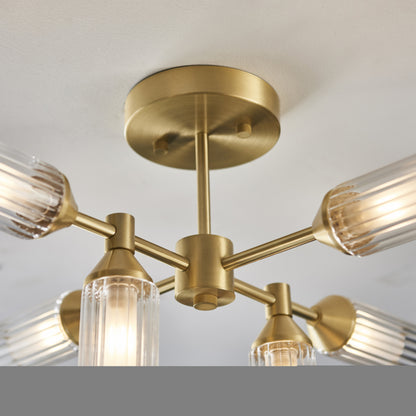 Botero 6 Light Semi Flush Satin Brass