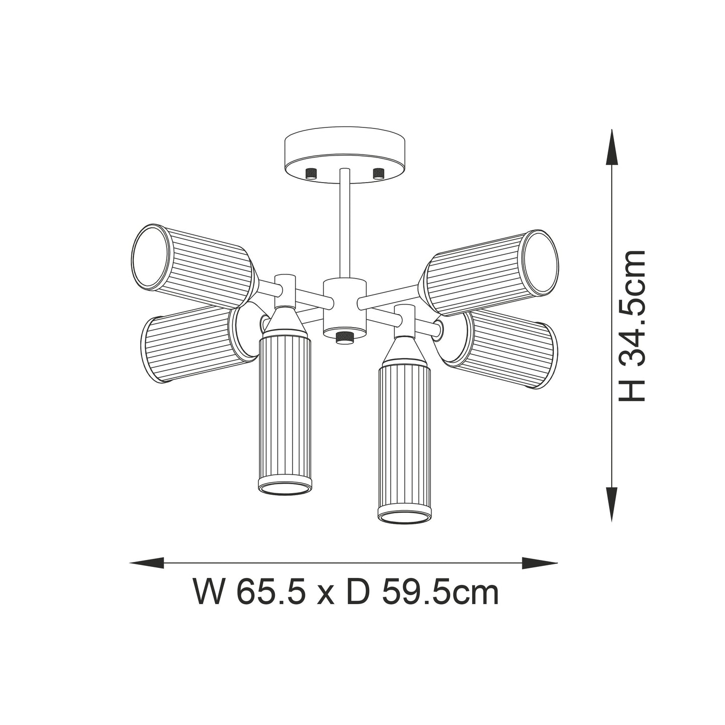 Botero 6 Light Semi Flush Satin Brass