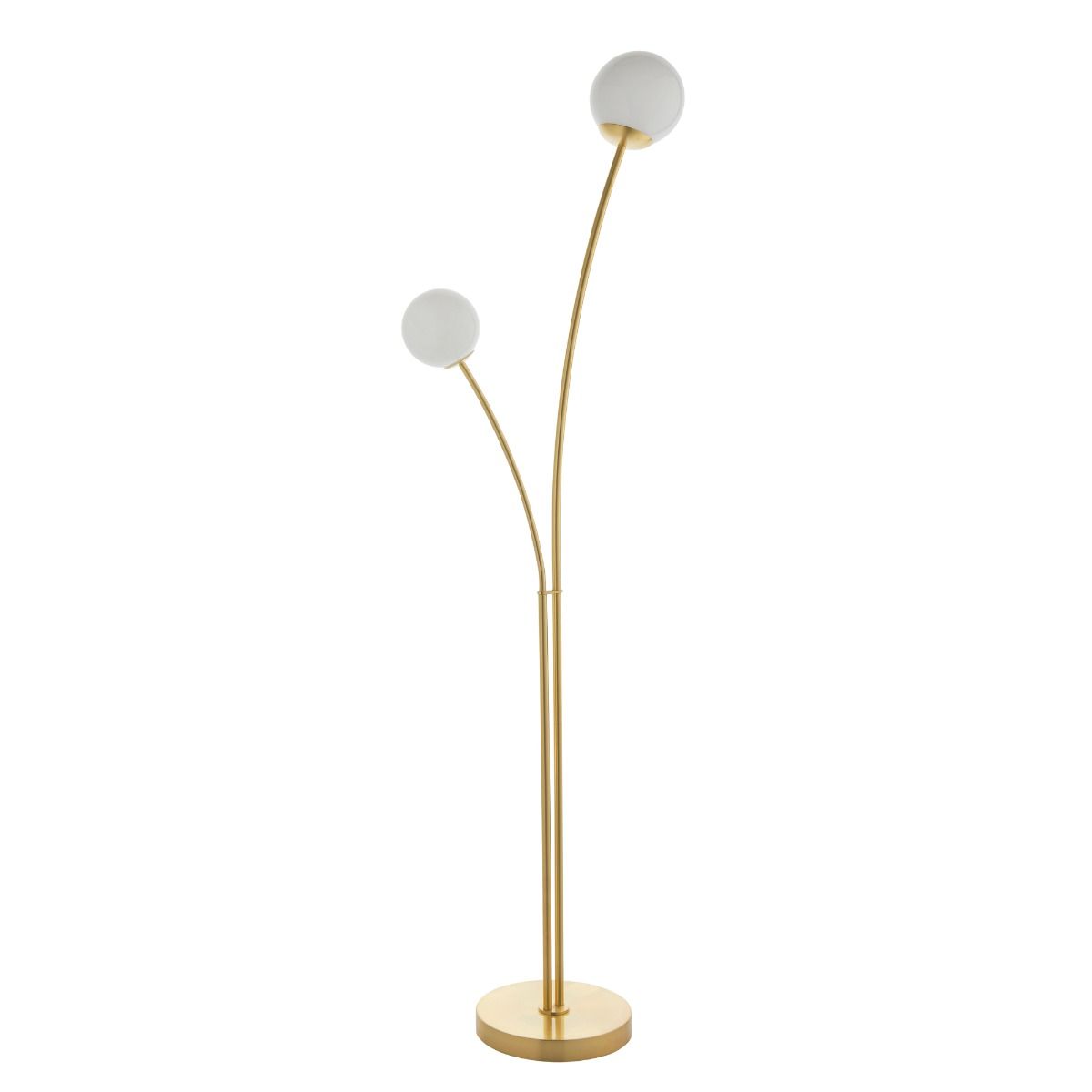 Bloom 2 Light Satin Brass & Opal Floor Lamp