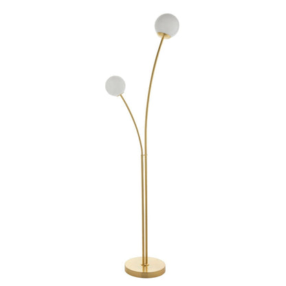 Bloom 2 Light Satin Brass & Opal Floor Lamp