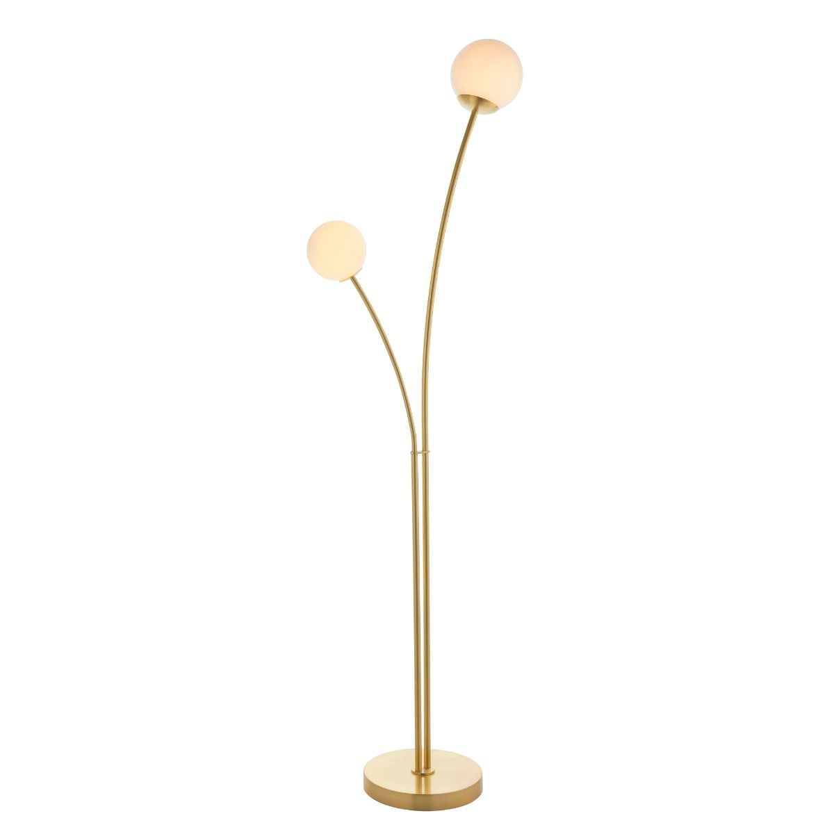 Bloom 2 Light Satin Brass & Opal Floor Lamp