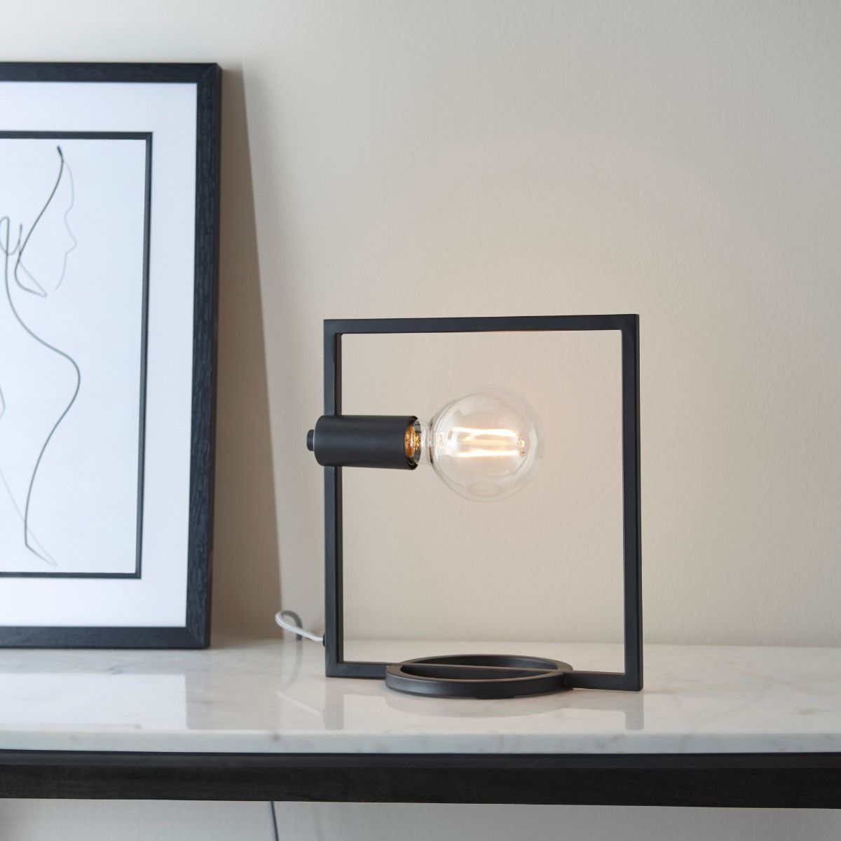Shape 1 Light Black Rectangle Table Lamp