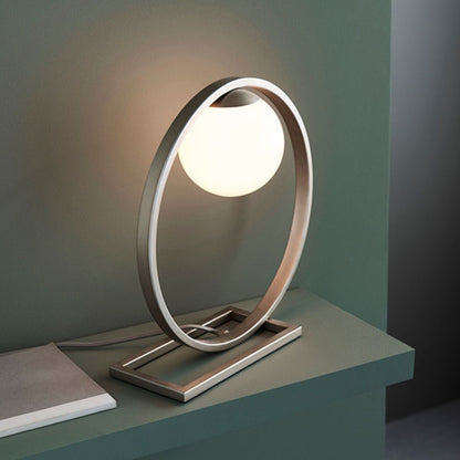 Bacqe Brushed Silver and Opal Table Lamp