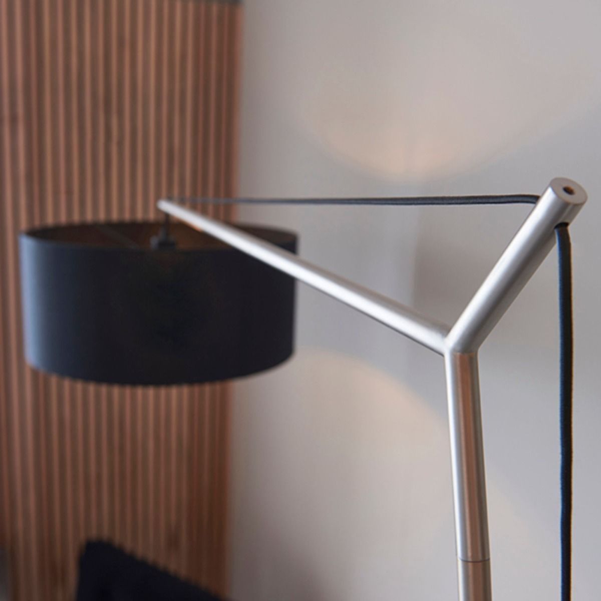 Zaira Nickel and Black Floor Lamp