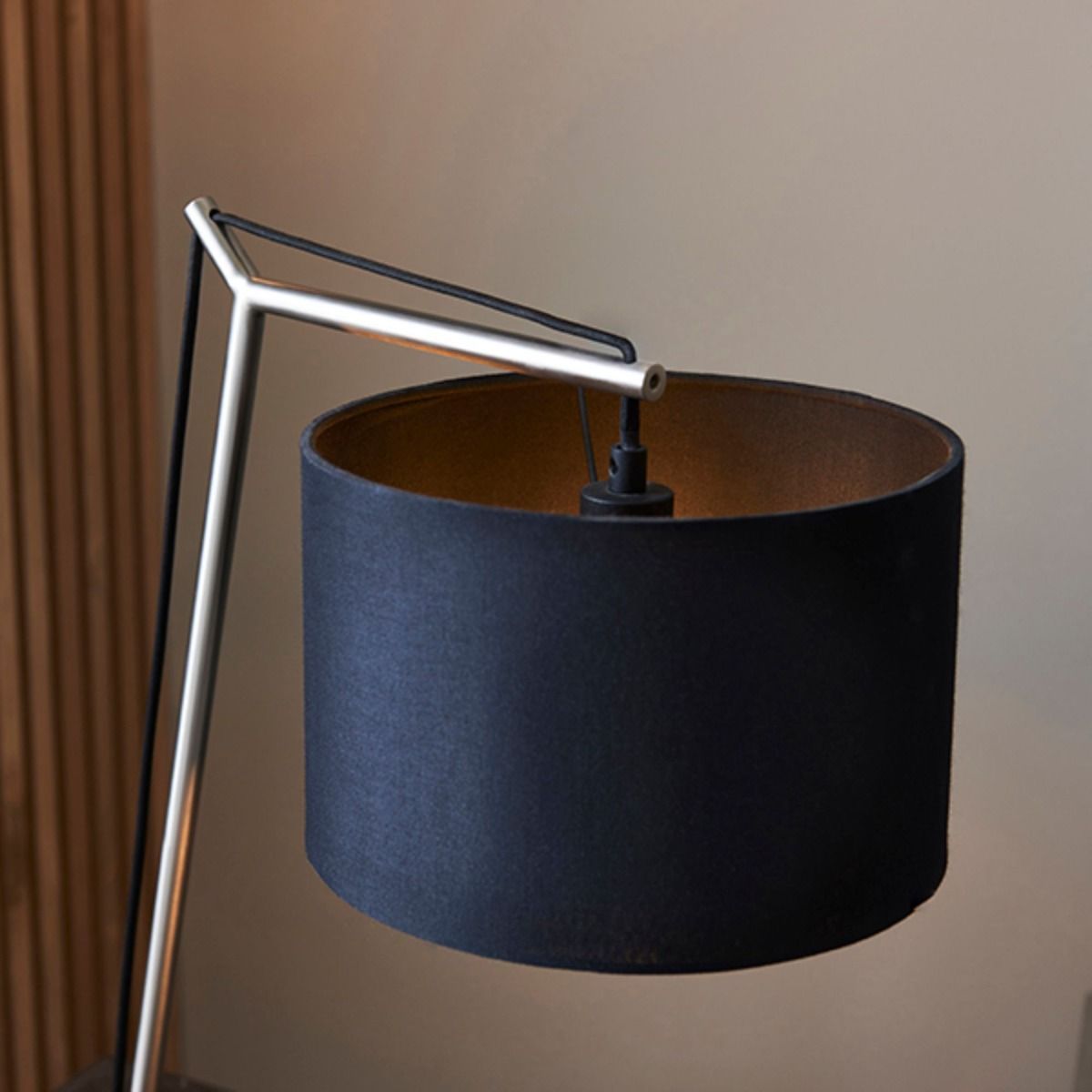 Zaira Nickel and Black Desk Table Lamp