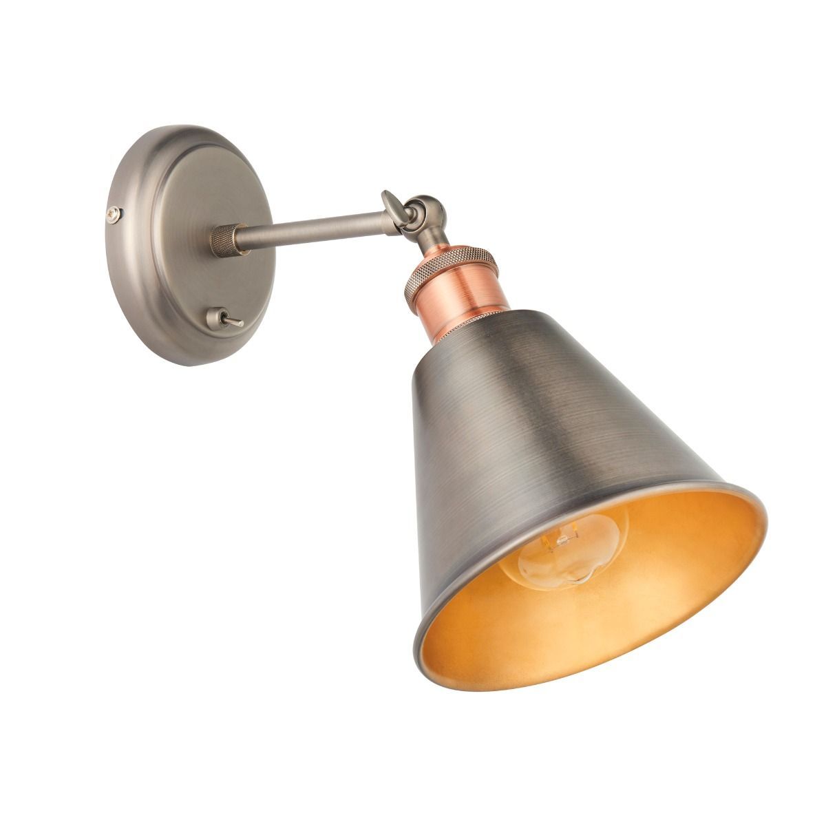 Hal 1 Light Pewter & Copper Wall Light