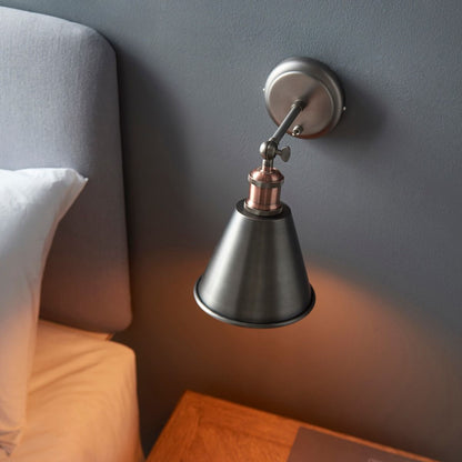 Hal 1 Light Pewter & Copper Wall Light