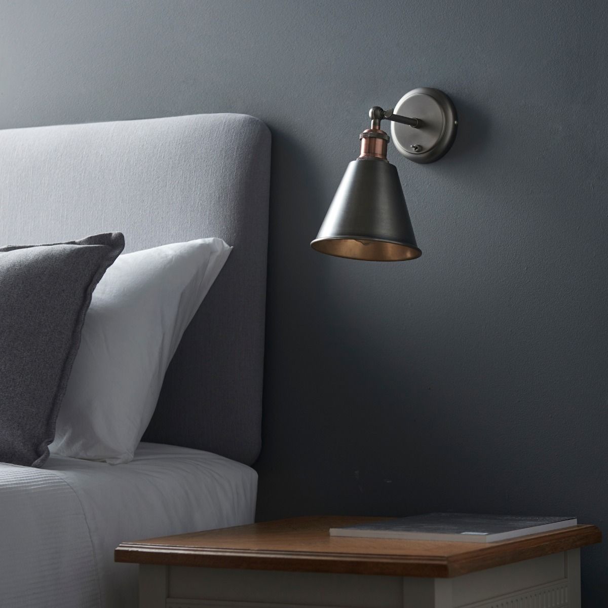 Hal 1 Light Pewter & Copper Wall Light