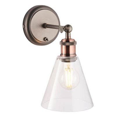 Hal 1 Light Copper & Glass Wall Light