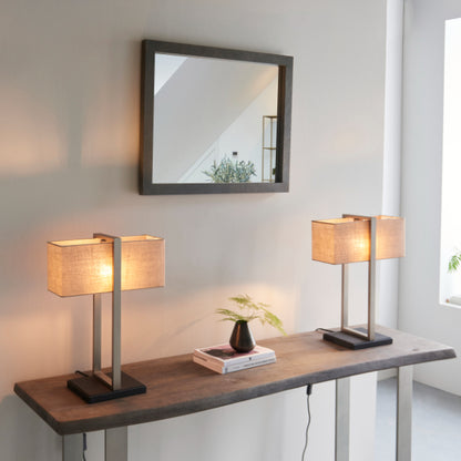 Kote Satin Nickel & Natural Table Lamp