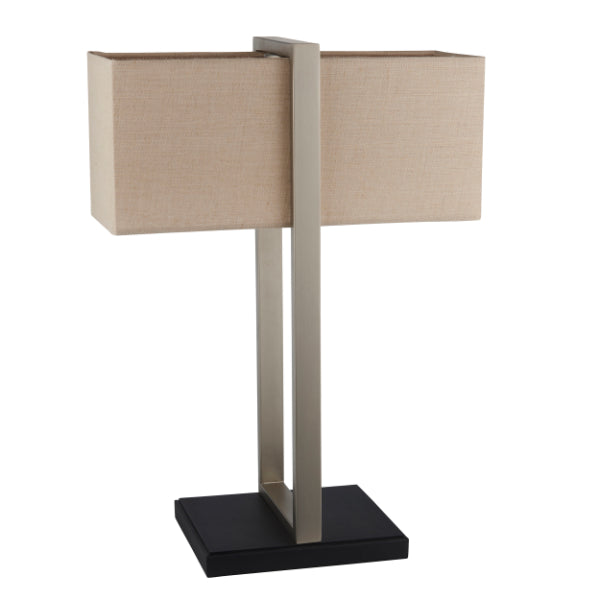 Kote Satin Nickel & Natural Table Lamp