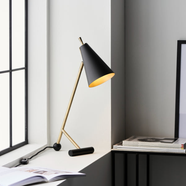 Anzor Black & Antique Brass Table Lamp