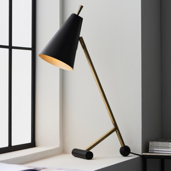 Anzor Black & Antique Brass Table Lamp