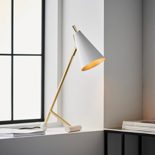 Anzor Cream & Satin Brass Desk Table Lamp