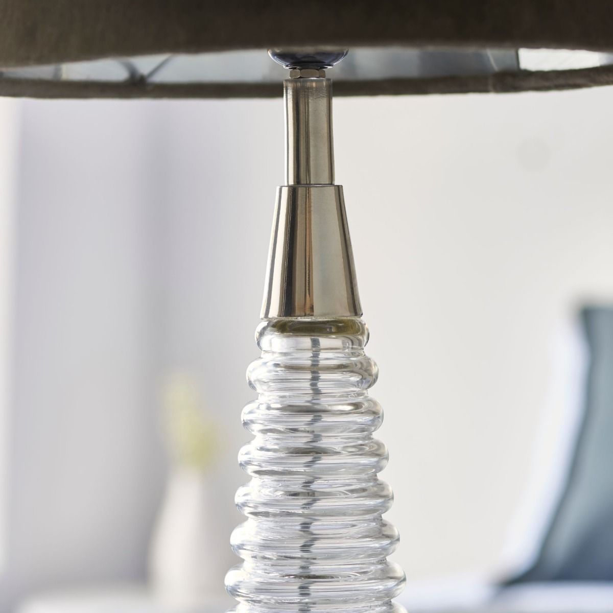 Naia Nickel & Taupe Glass Table Lamp
