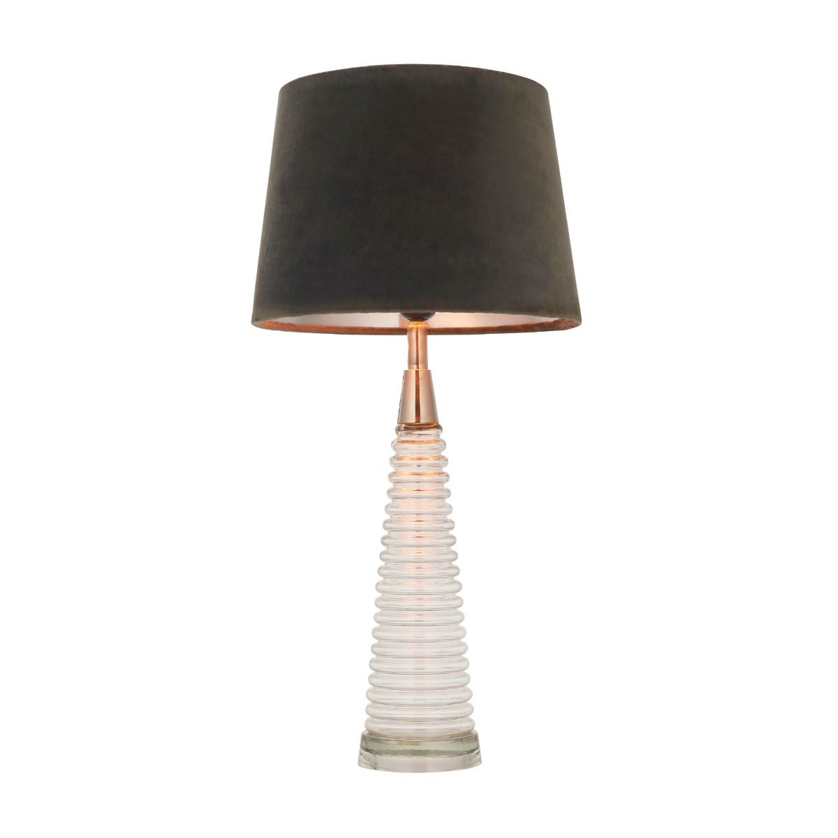 Naia Nickel & Taupe Glass Table Lamp