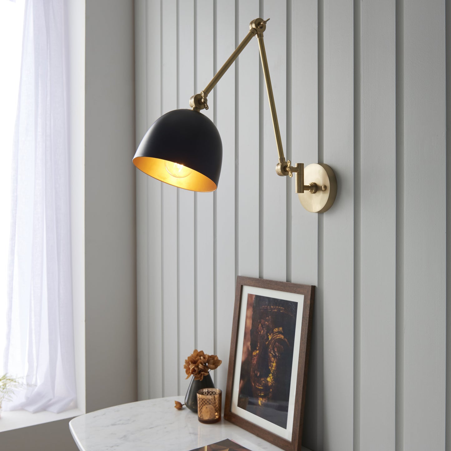 Lehal Swing Arm Wall Light Brass