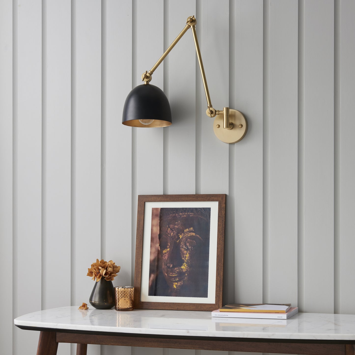 Lehal Swing Arm Wall Light Brass