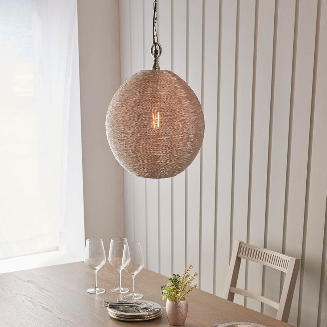 Asha Polished Nickel Chain Ceiling Pendant