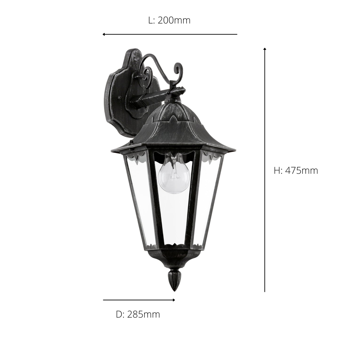 Navedo Black Outdoor Wall Light Downwards