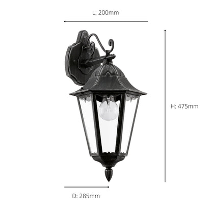 Navedo Black Outdoor Wall Light Downwards