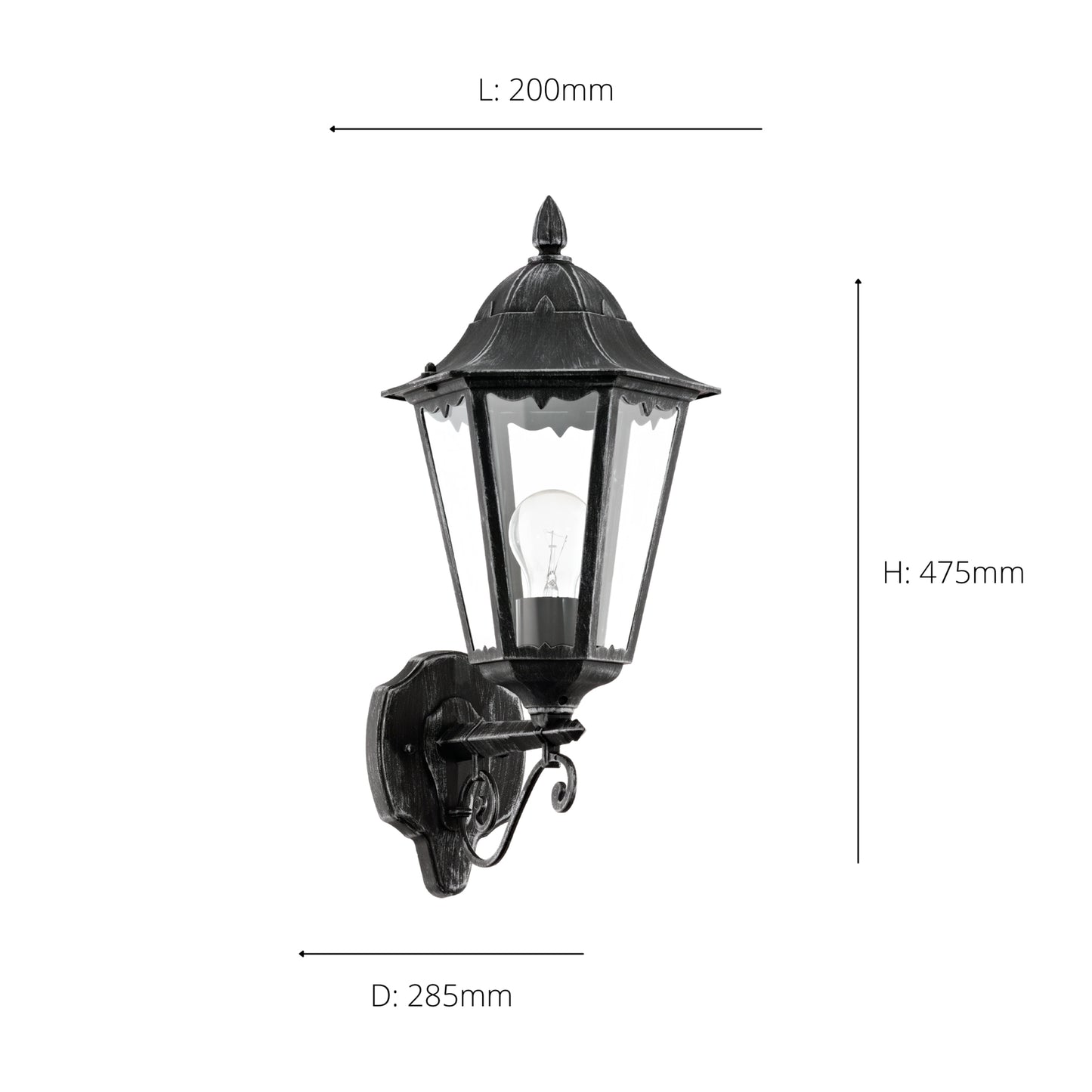 Navedo Black Outdoor Wall Light Upwards