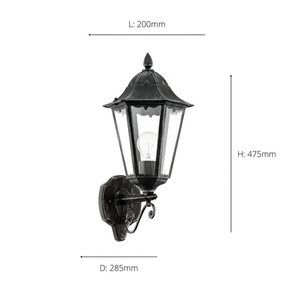 Navedo Black Outdoor Wall Light Upwards